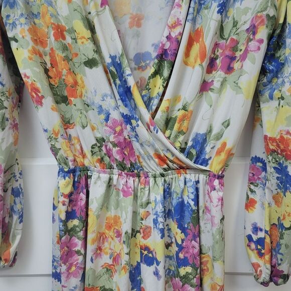 Lulus Camellia-on Club Ivory Floral Print Romper, Small - Picture 6 of 10